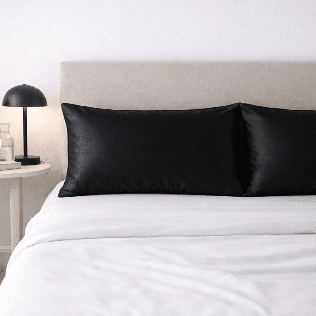 2 Black Silk Pillowcases - King Size - Zippered