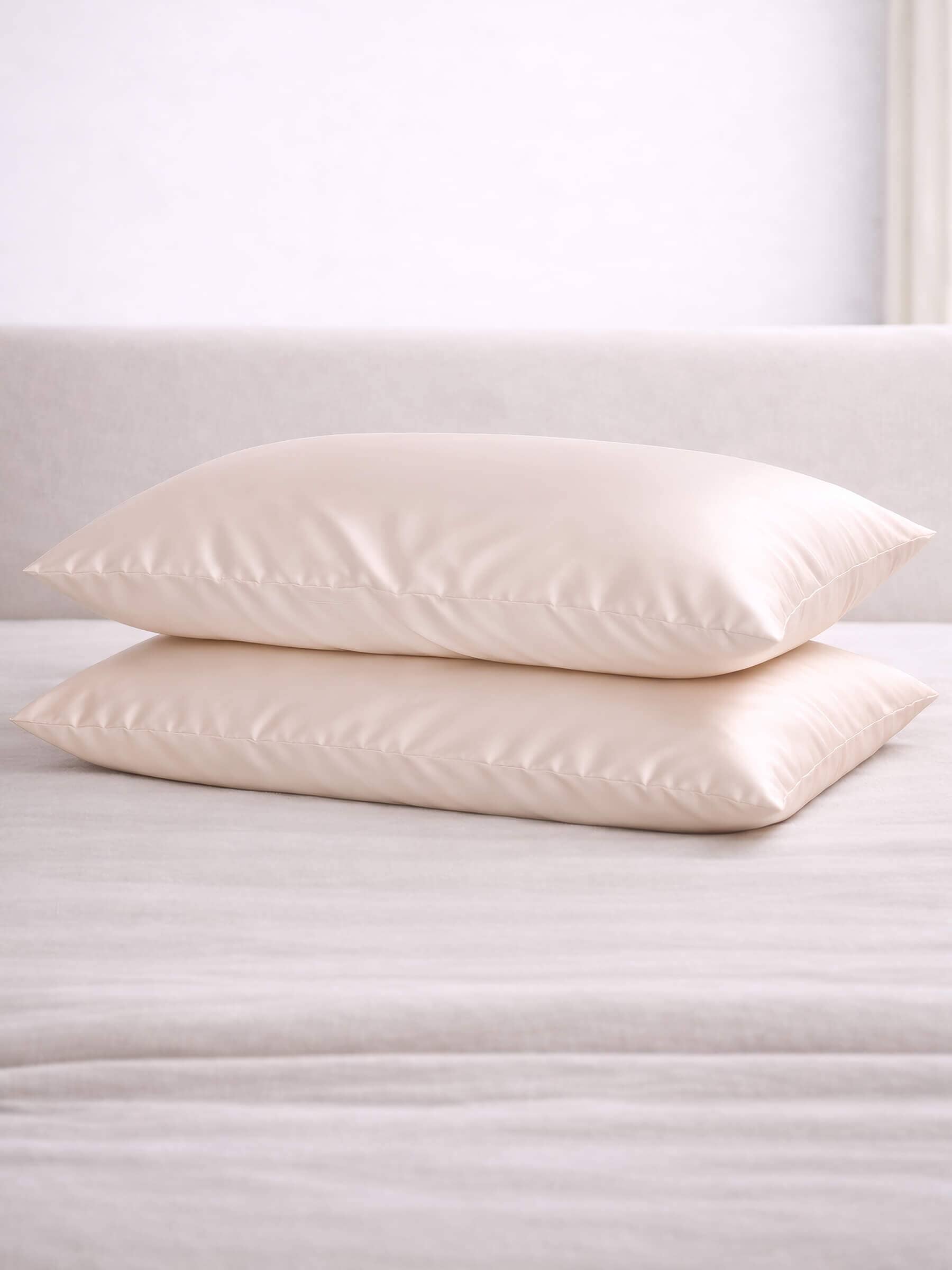 2 Nude Silk Pillowcases - Queen Size - Zippered