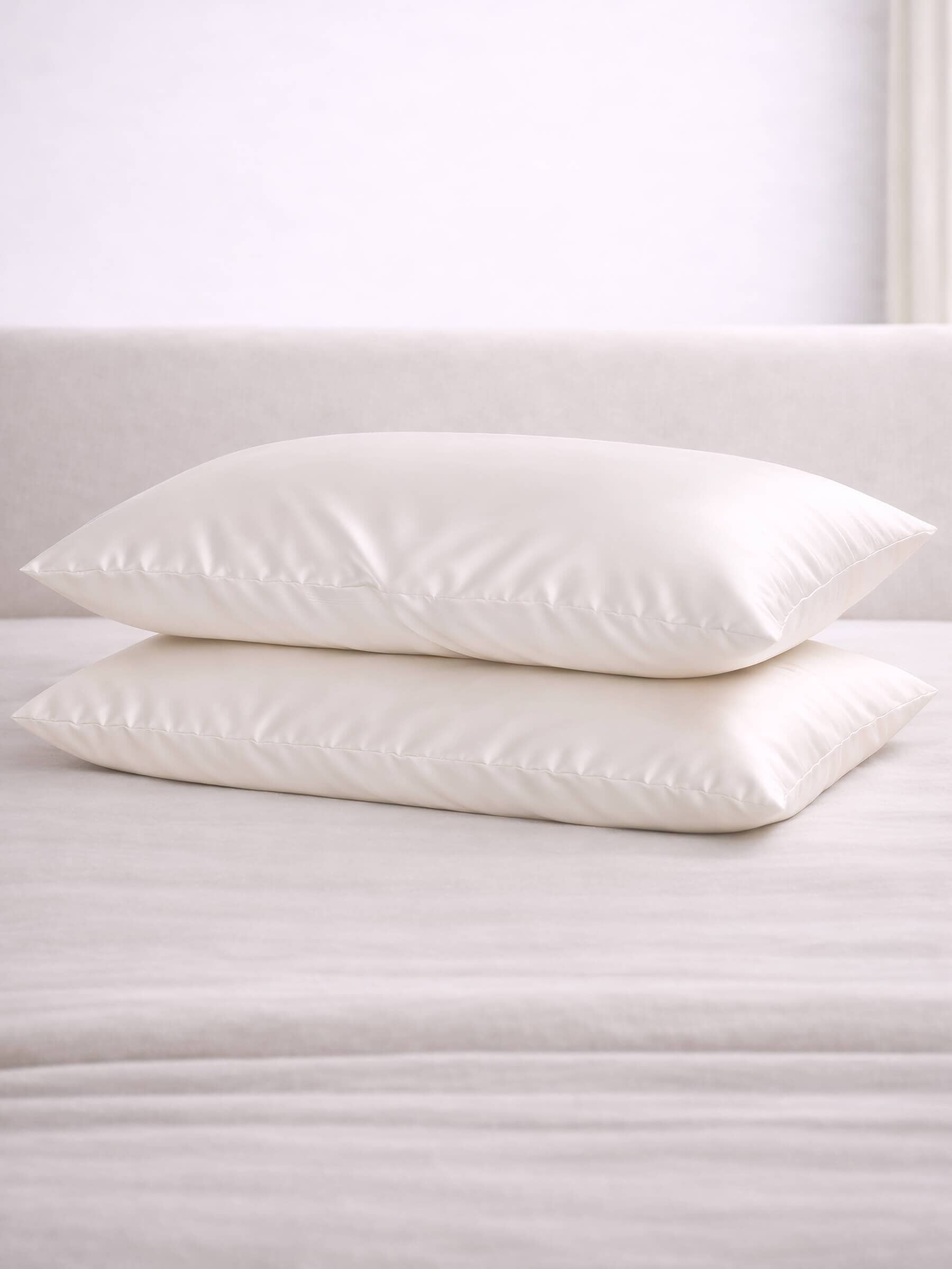 2 Off White Silk Pillowcases - Queen Size - Zippered