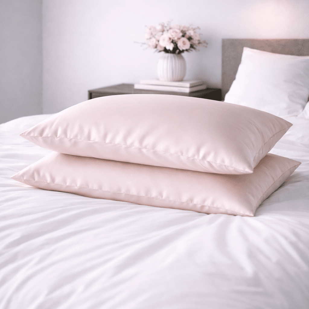 2 Pink Silk Pillowcases - Queen Size - Zippered
