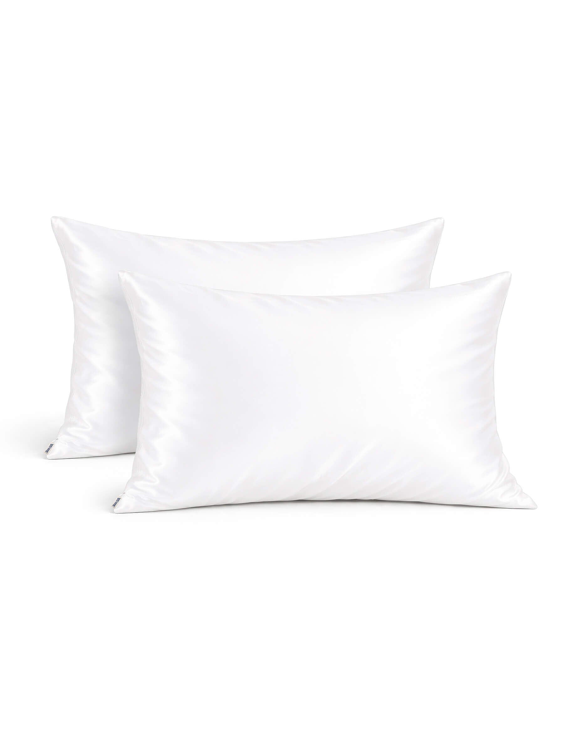 LIMITED EDITION - 2 Pack Pure White 25 Momme Silk Pillowcases - Queen Size - Zippered