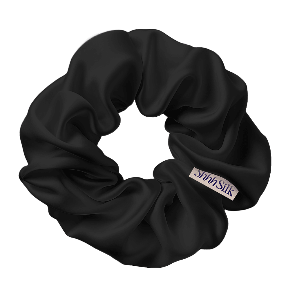 3 Pack Black Large Silk Scrunchies