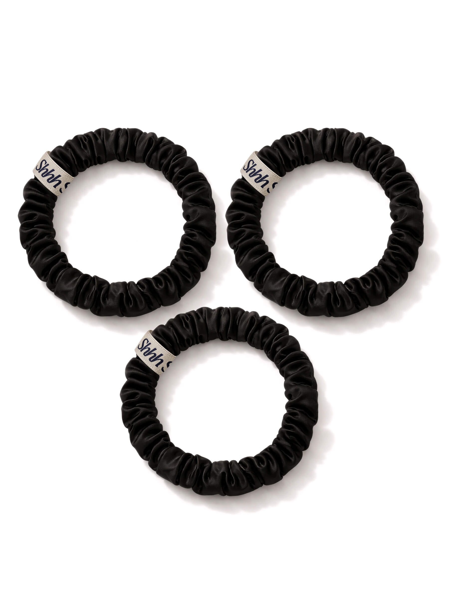 3 Pack Black Medium Silk Scrunchies