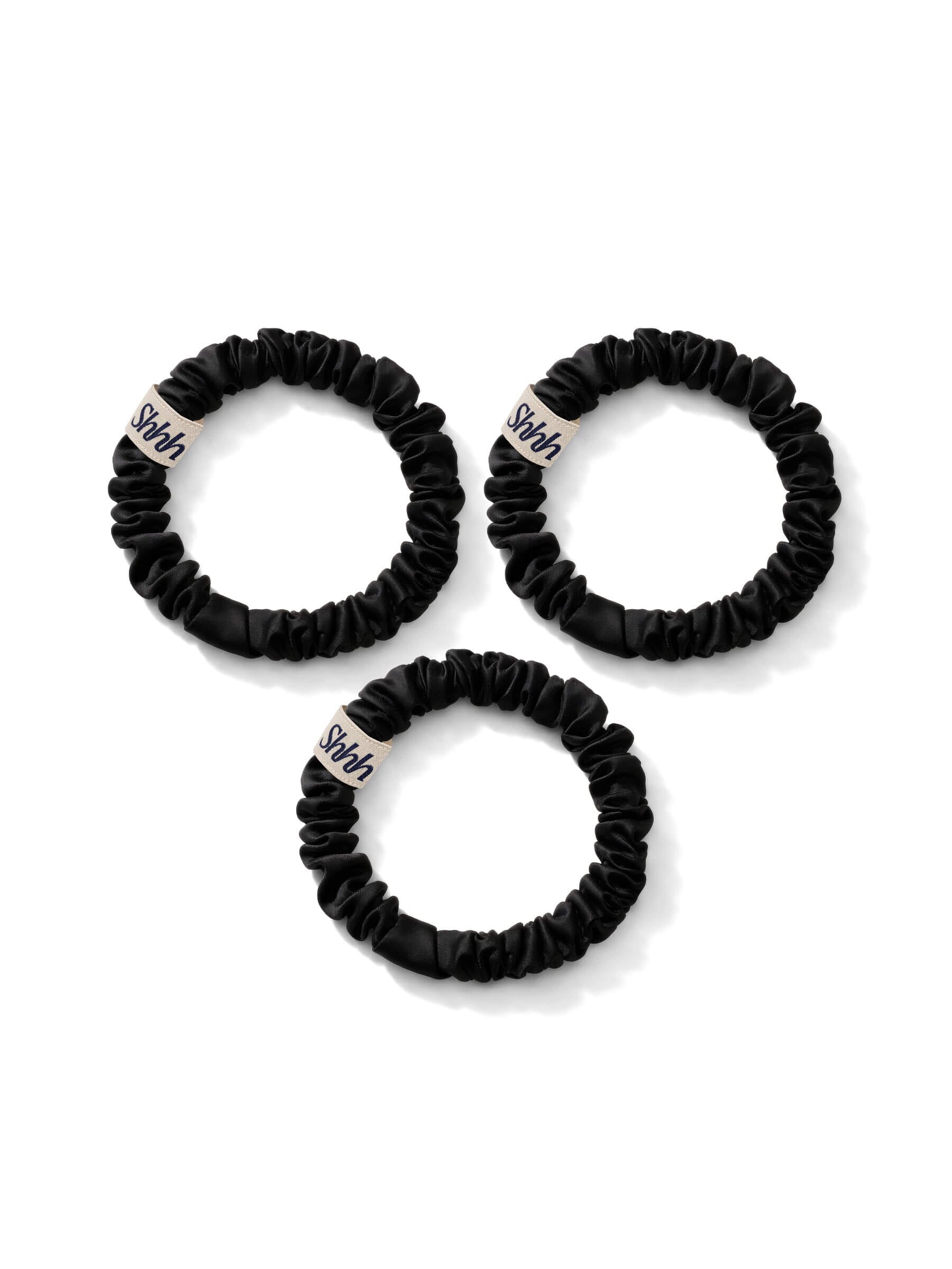 3 Pack Mini Silk Scrunchies - Black