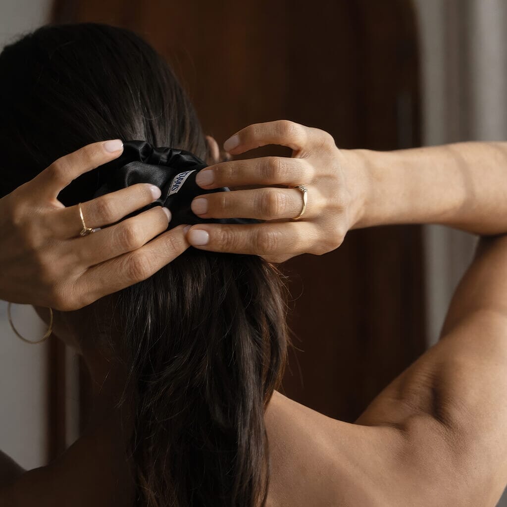 Oversized Black Silk Scrunchie