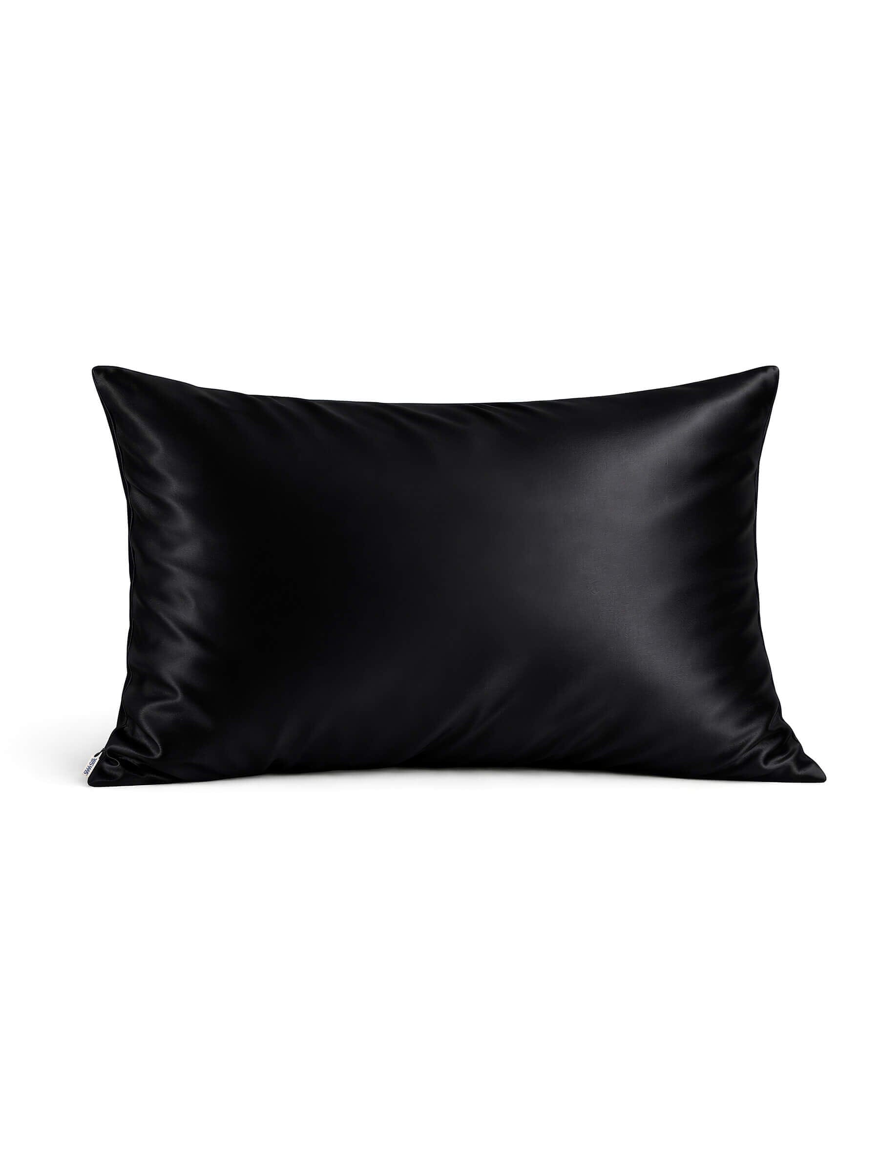 Black Silk Pillowcase - Queen Size - Zippered