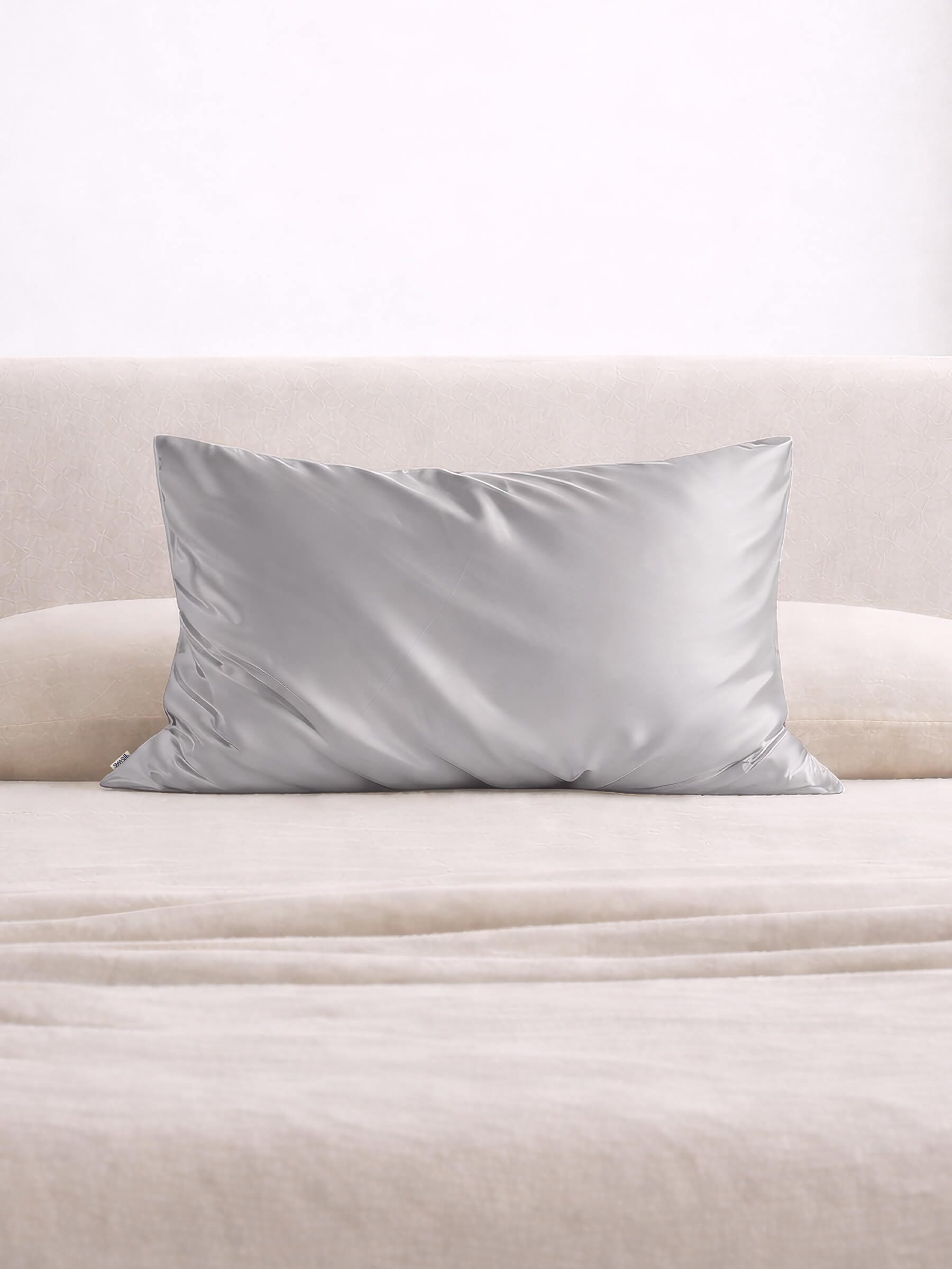 Grey Silk Pillowcase - Queen Size - Zippered