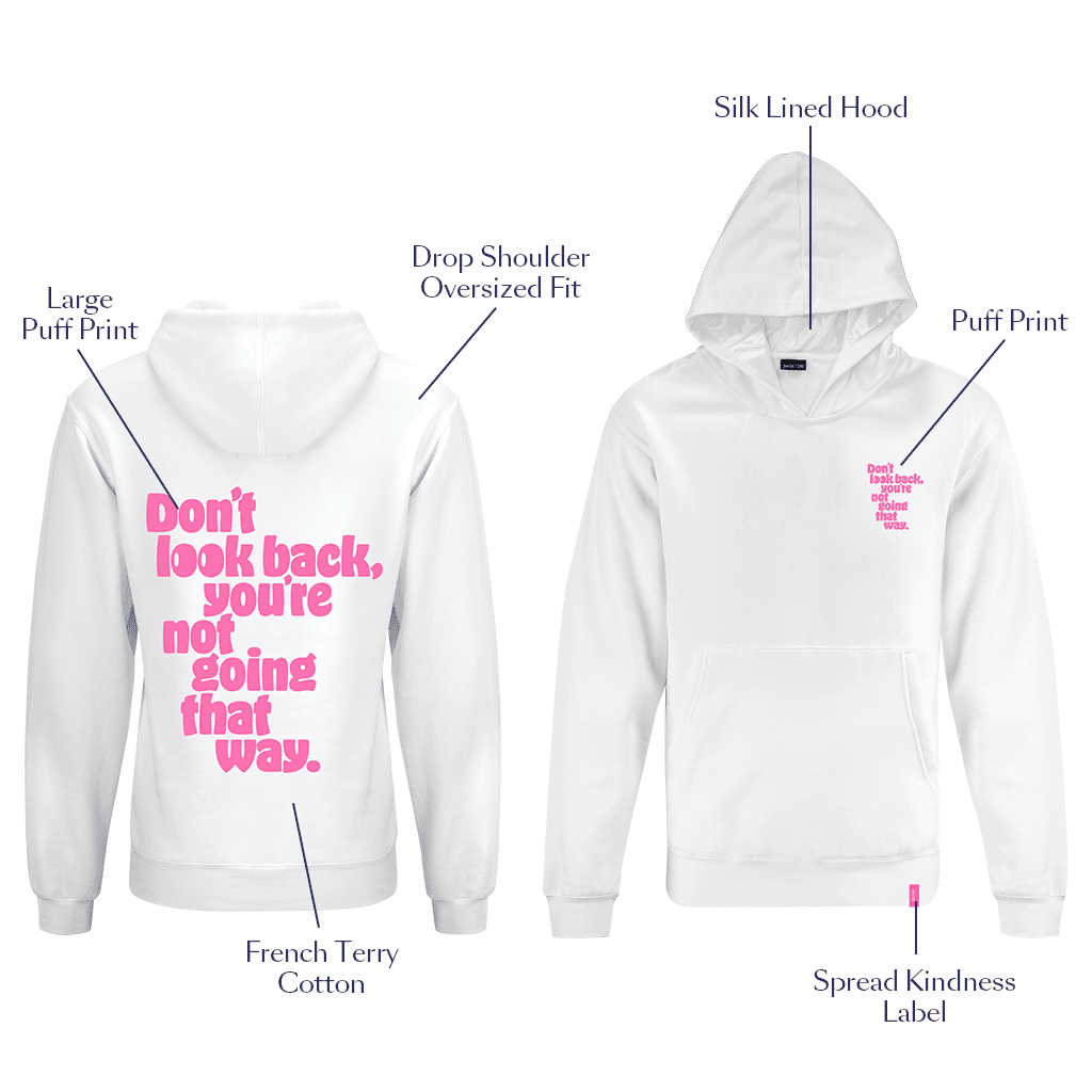 Off White Silk Lined Hoodie - Don't Look Back