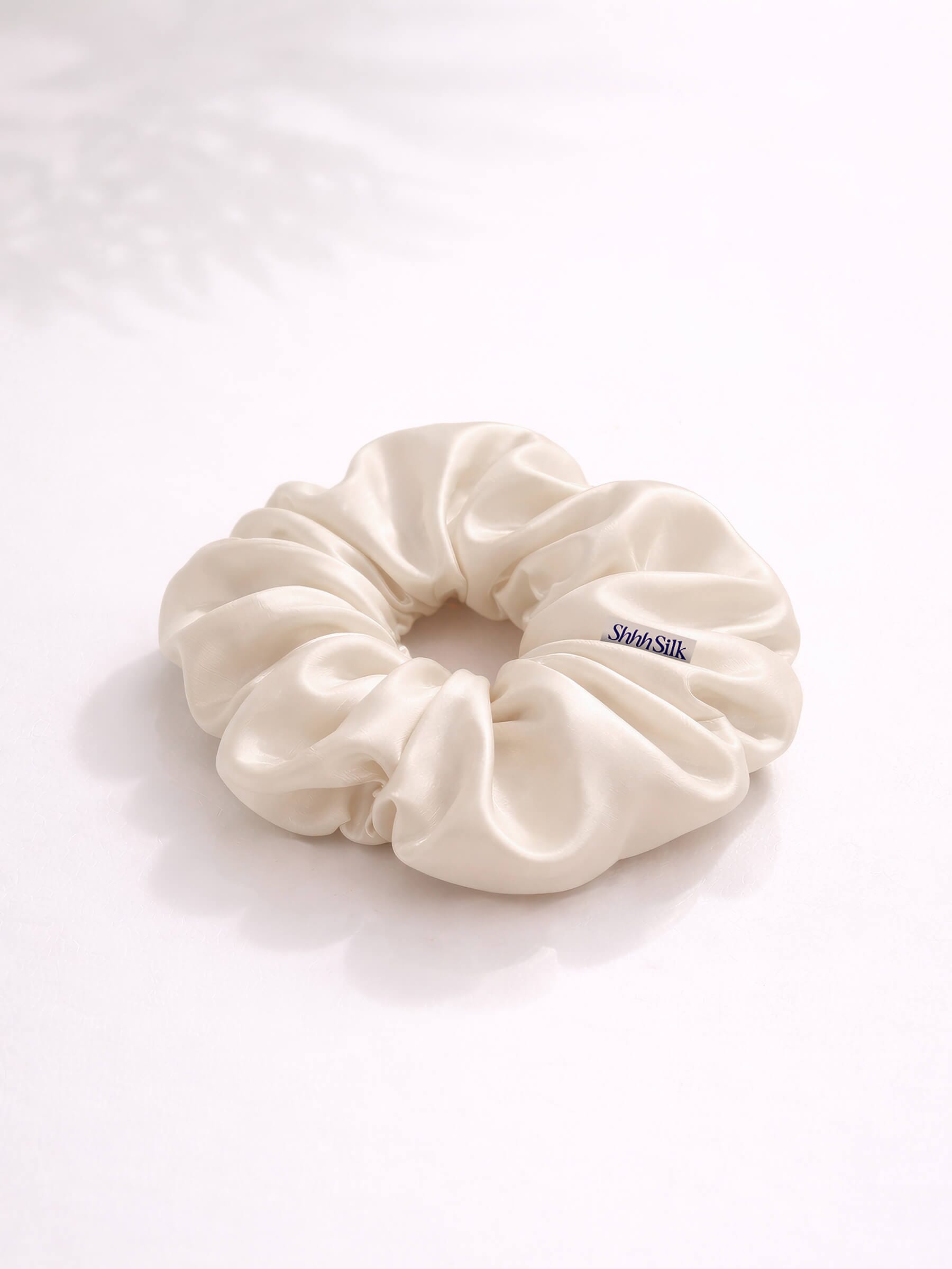 Oversized Nude Silk Scrunchie
