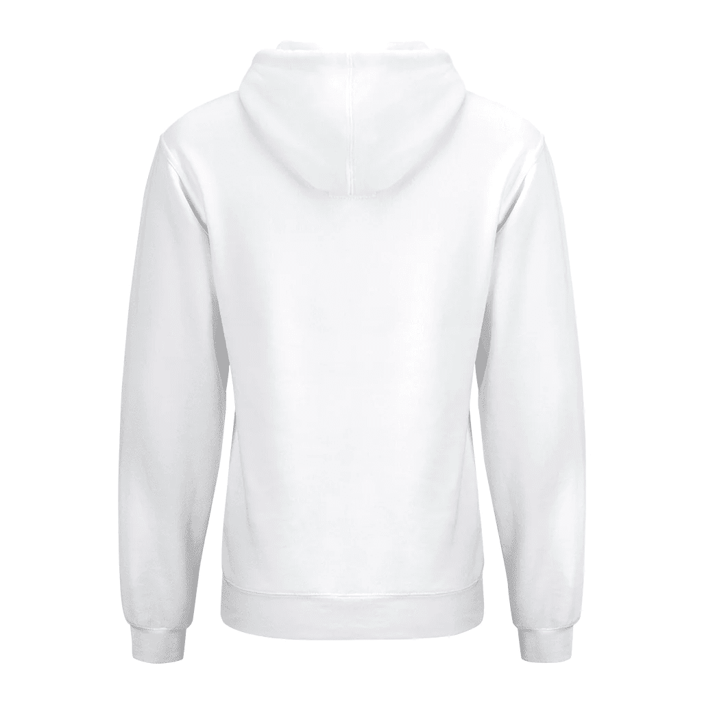 A white silk lined hoodie on a plain background.