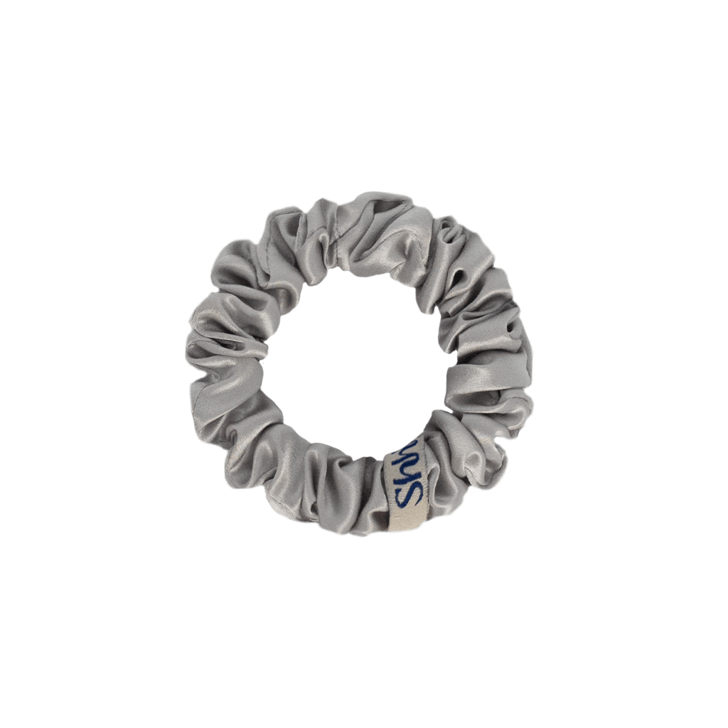 3 Pack Medium Silk Scrunchies - Grey, Pink and Off White