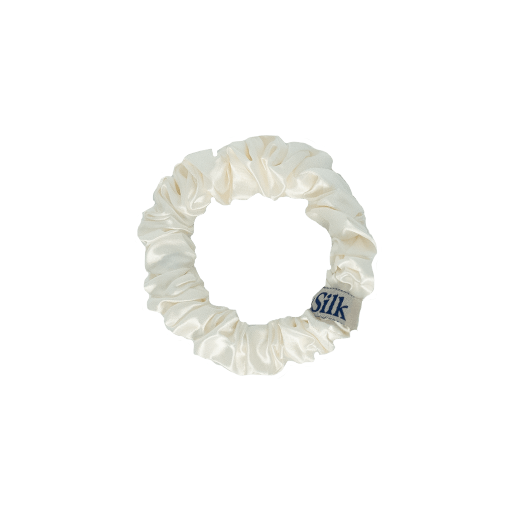 3 Pack Medium Silk Scrunchies - Grey, Pink and Off White