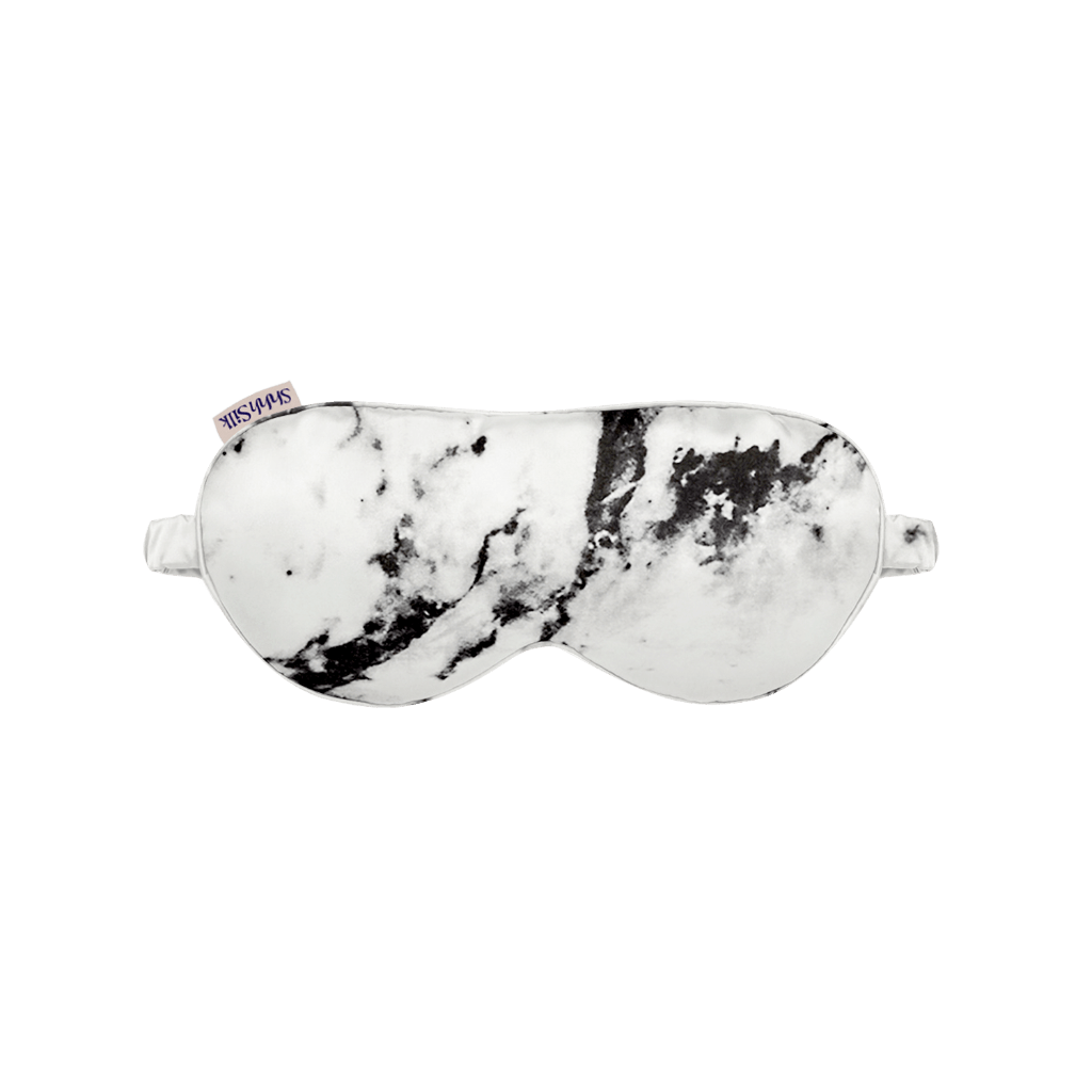 White Marble Silk Eye Mask