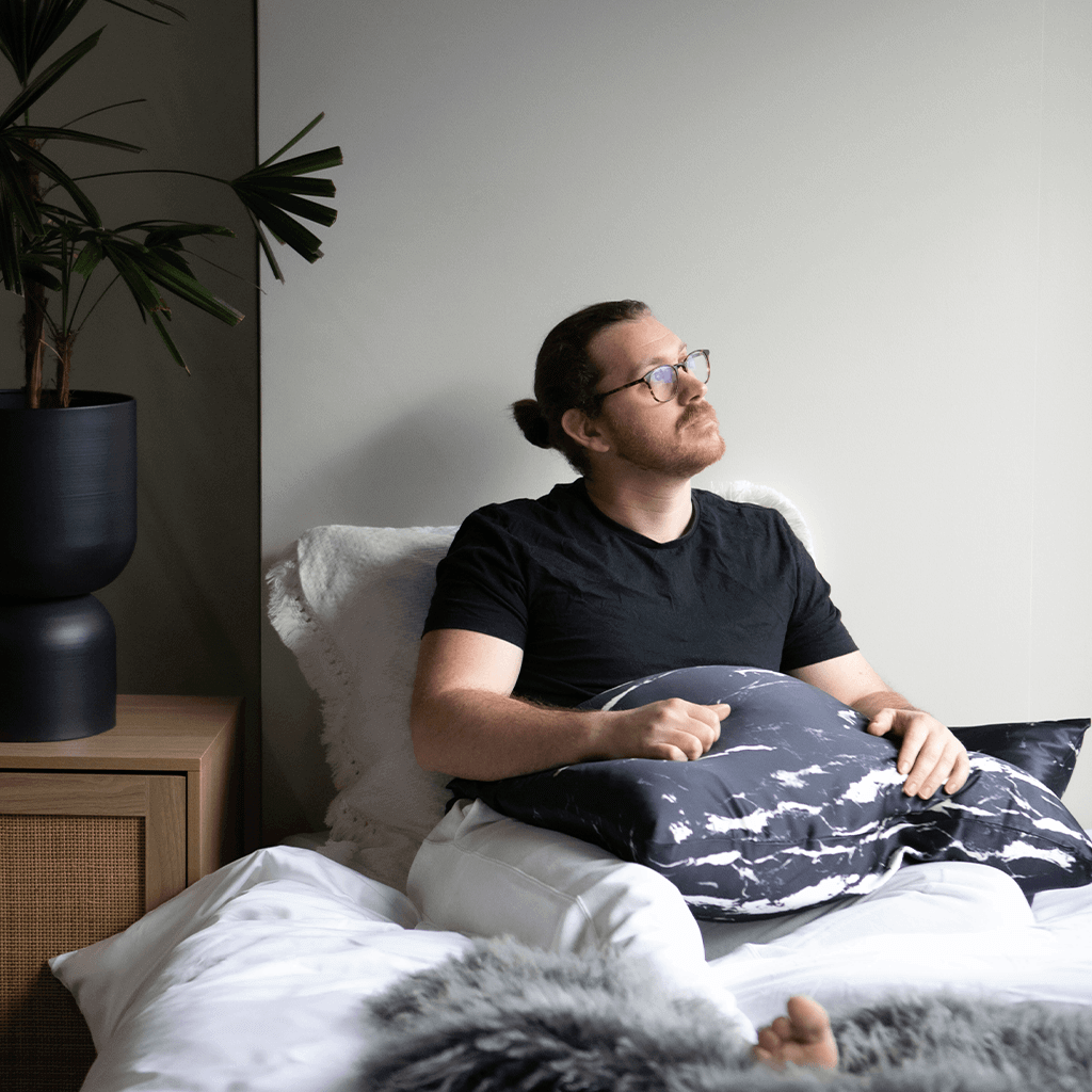 Black Marble Silk Pillowcase - Queen Size - Zippered