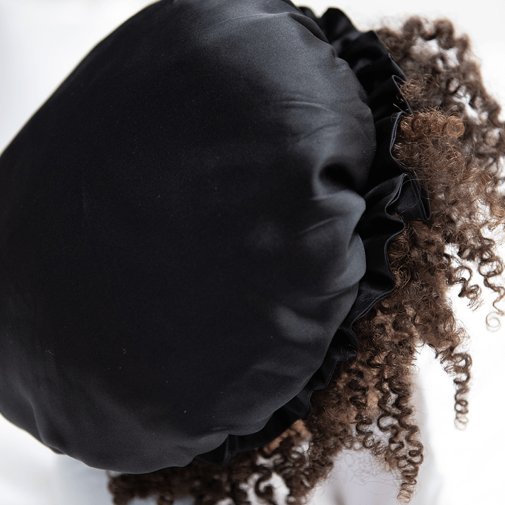 Black Silk Sleep Bonnet