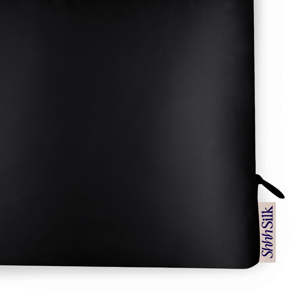 Black Silk Pillowcase - King Size - Zippered