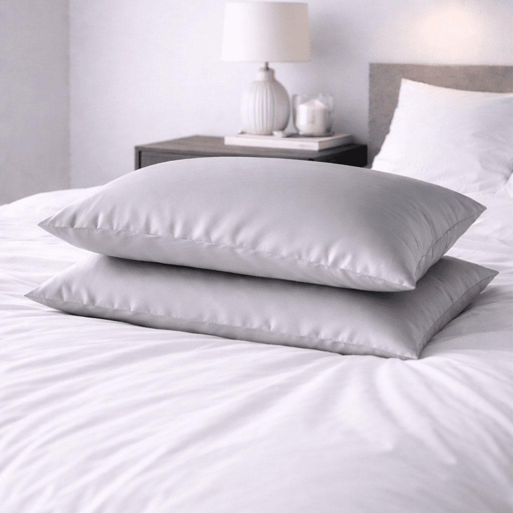 2 Grey Silk Pillowcases - Queen Size - Zippered