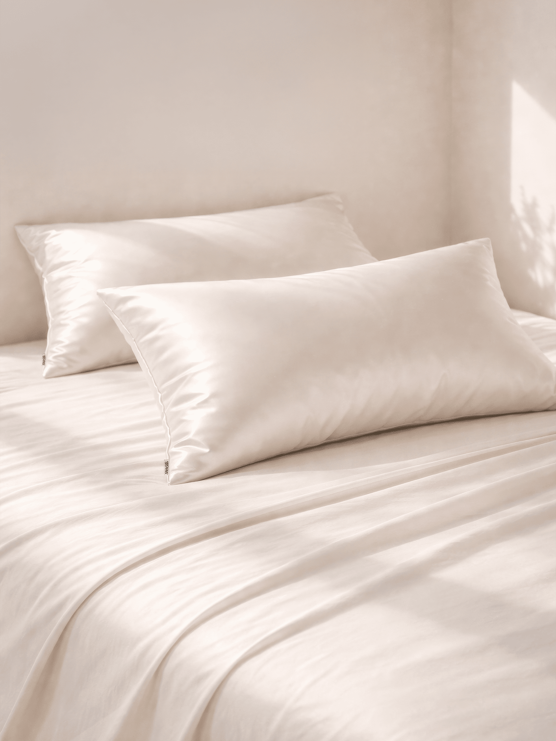 2 Nude Silk Pillowcases - King Size - Zippered