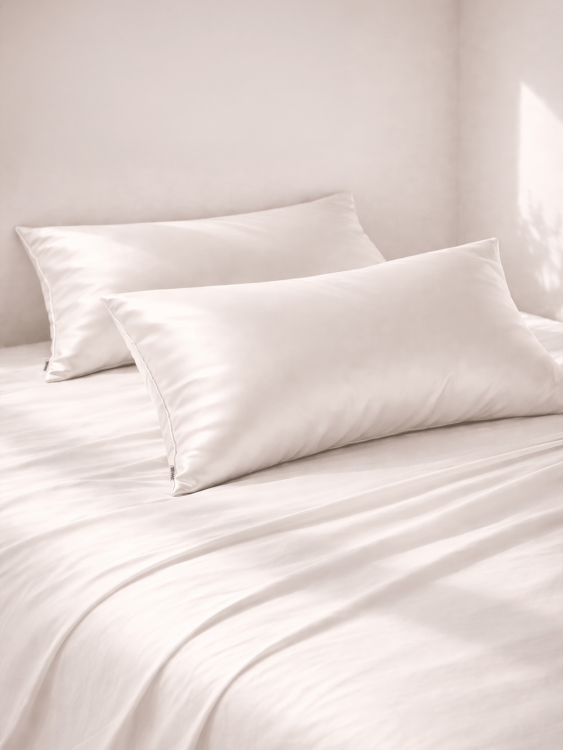 2 Off White Silk Pillowcases - King Size - Zippered