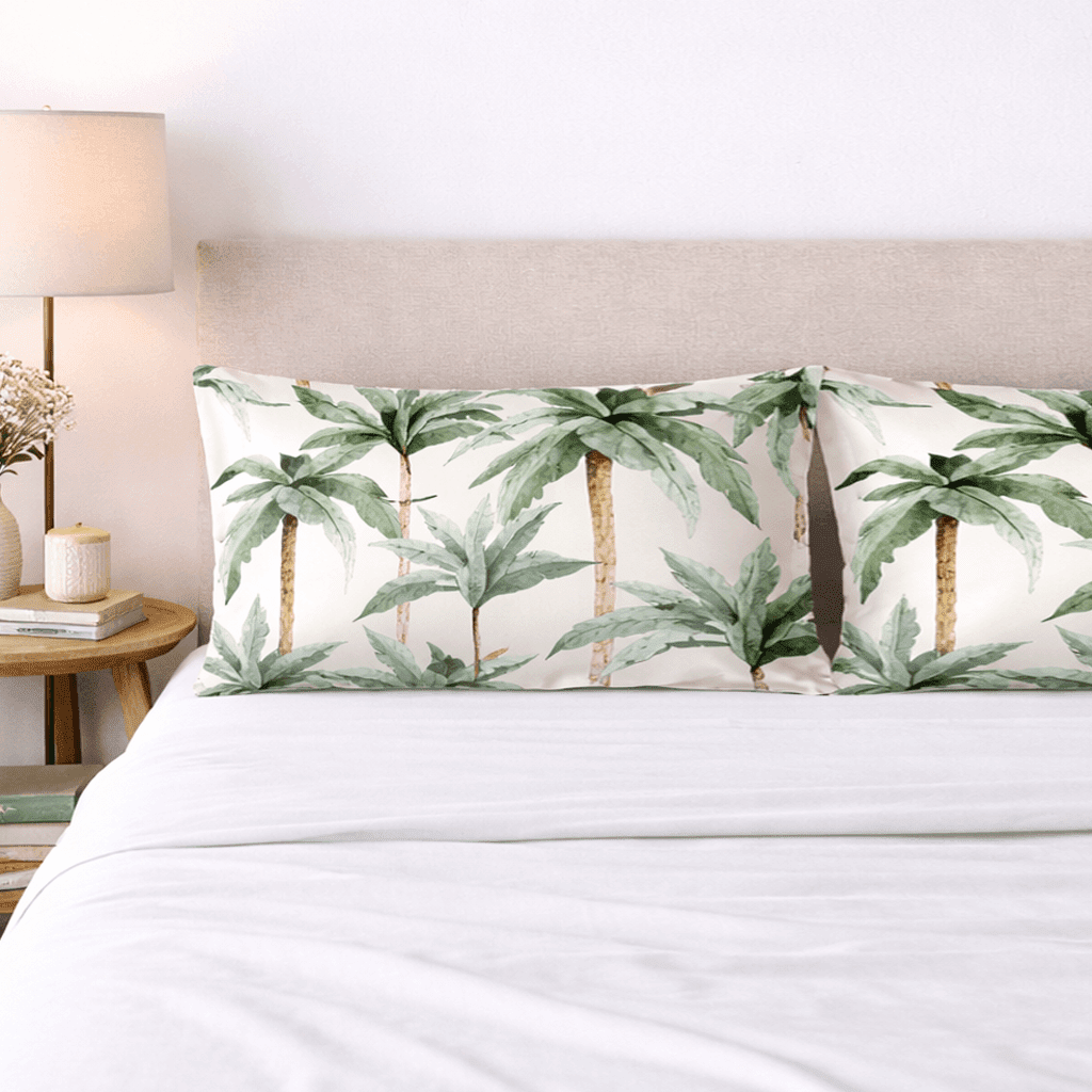 2 Watercolour Palm Silk Pillowcase - King Size - Zippered