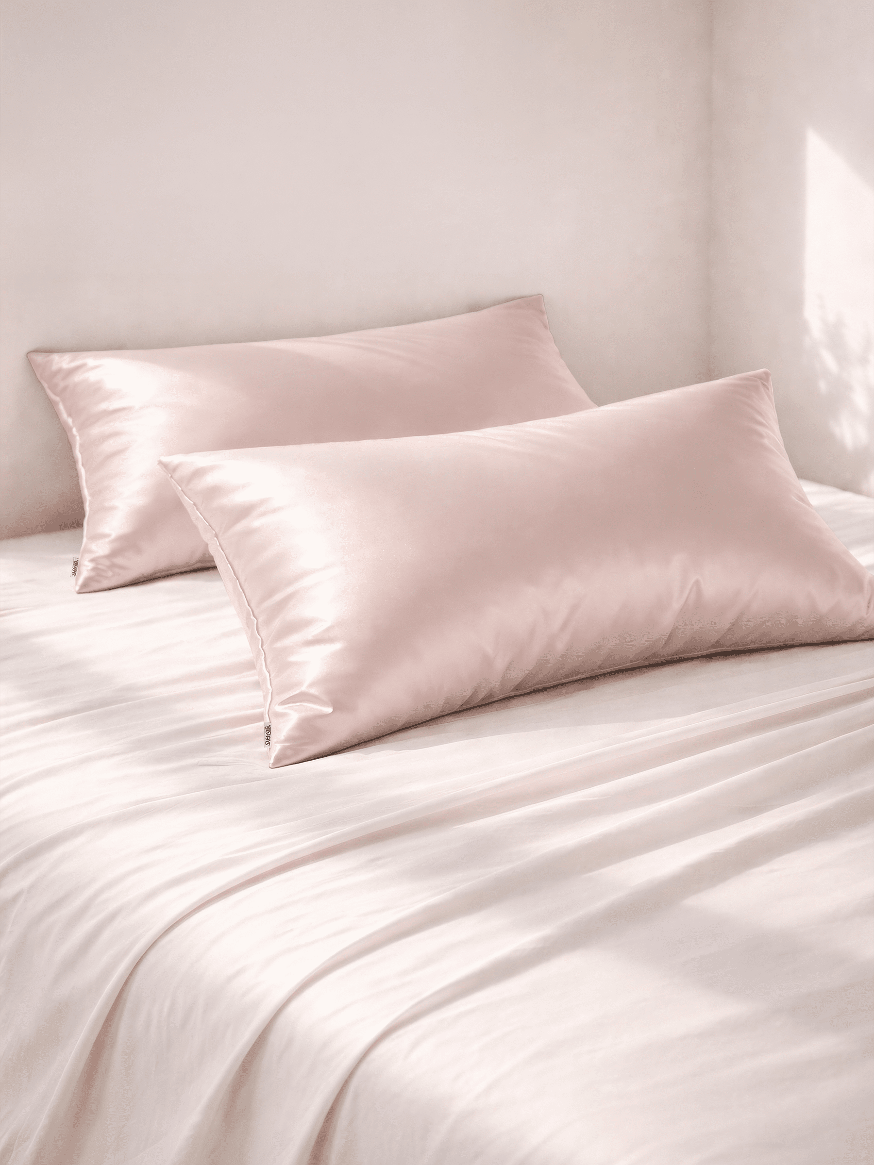2 Pink Silk Pillowcases - King Size - Zippered