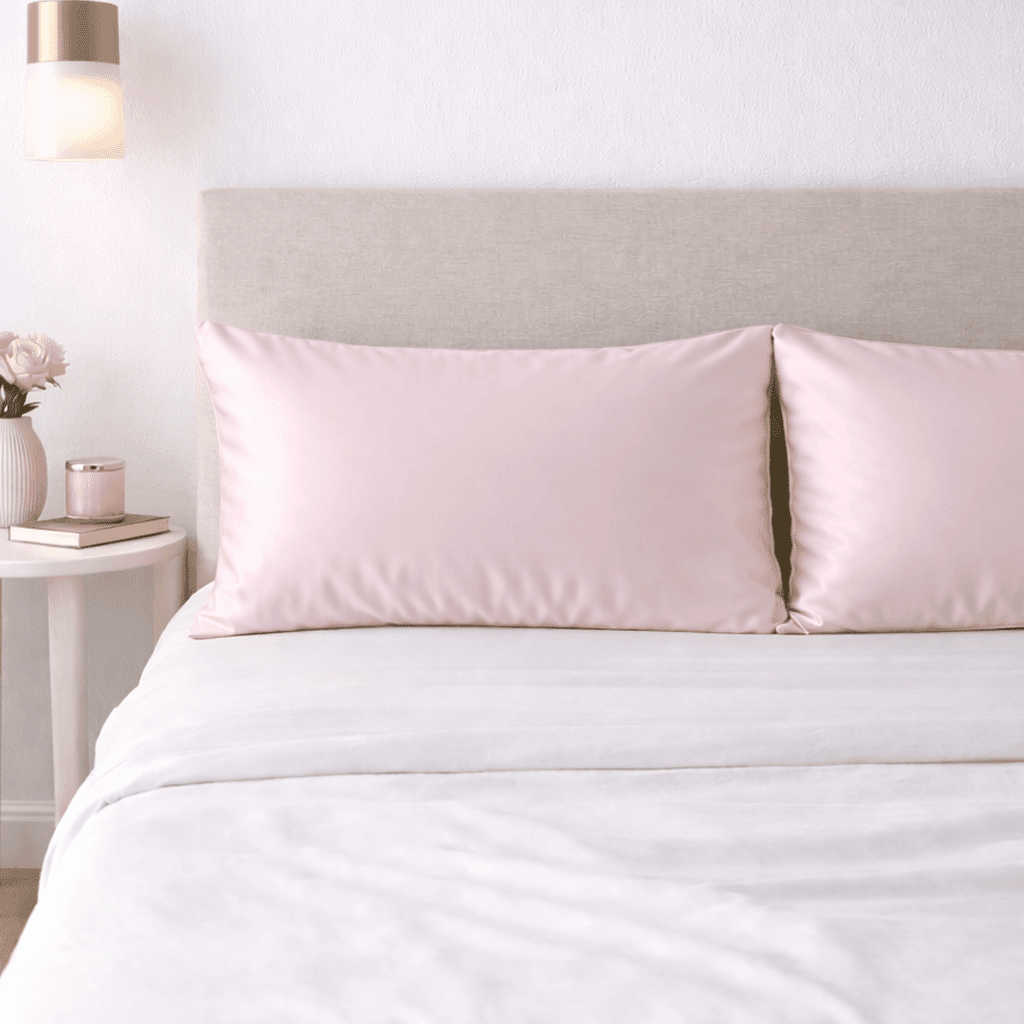 2 Pink Silk Pillowcases - King Size - Zippered