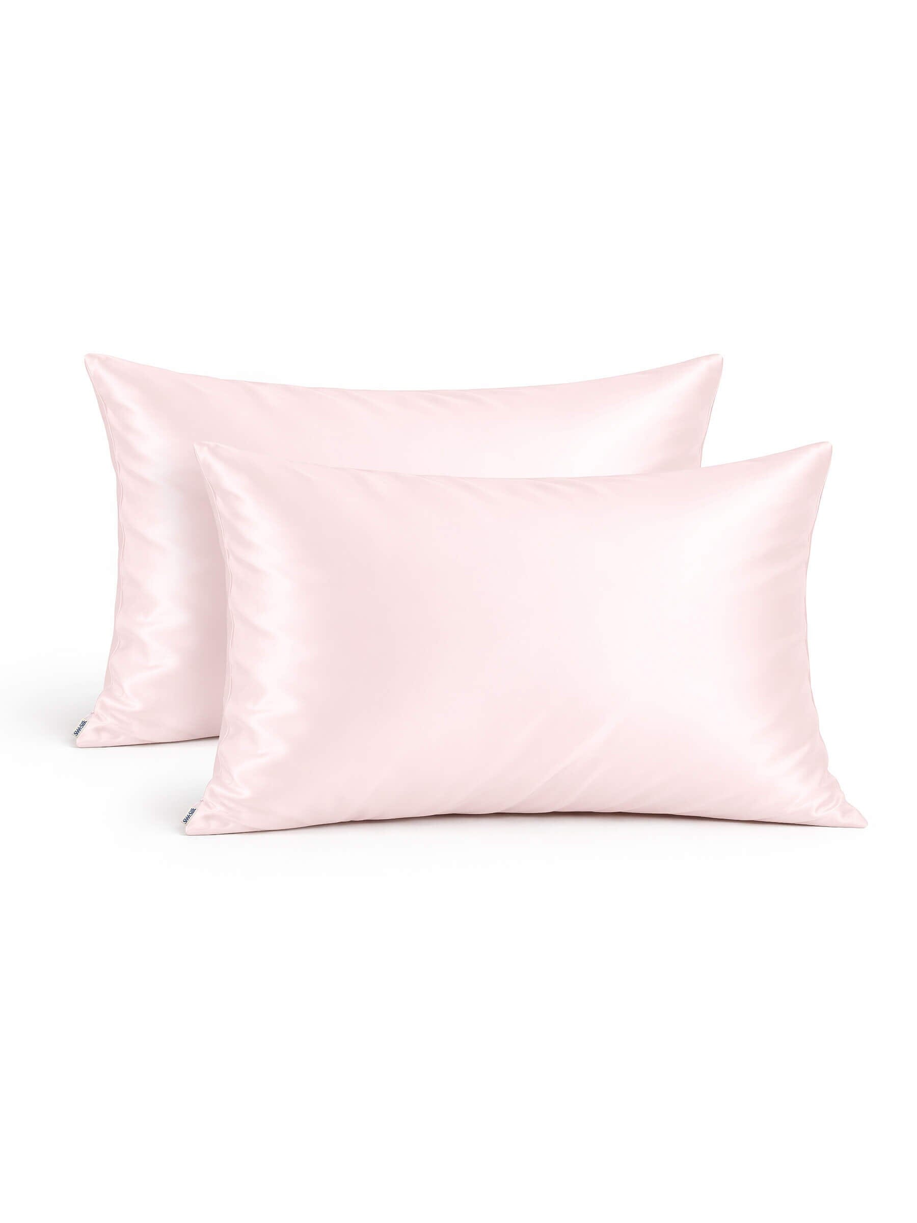 2 Pink Silk Pillowcases - Queen Size - Zippered