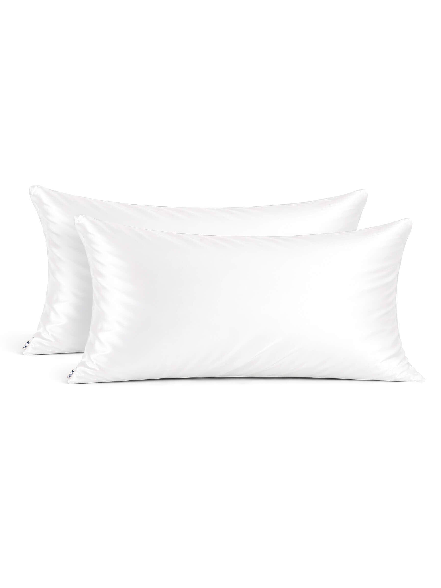 LIMITED EDITION - 2 Pack Pure White 25 Momme Silk Pillowcases - King Size - Zippered
