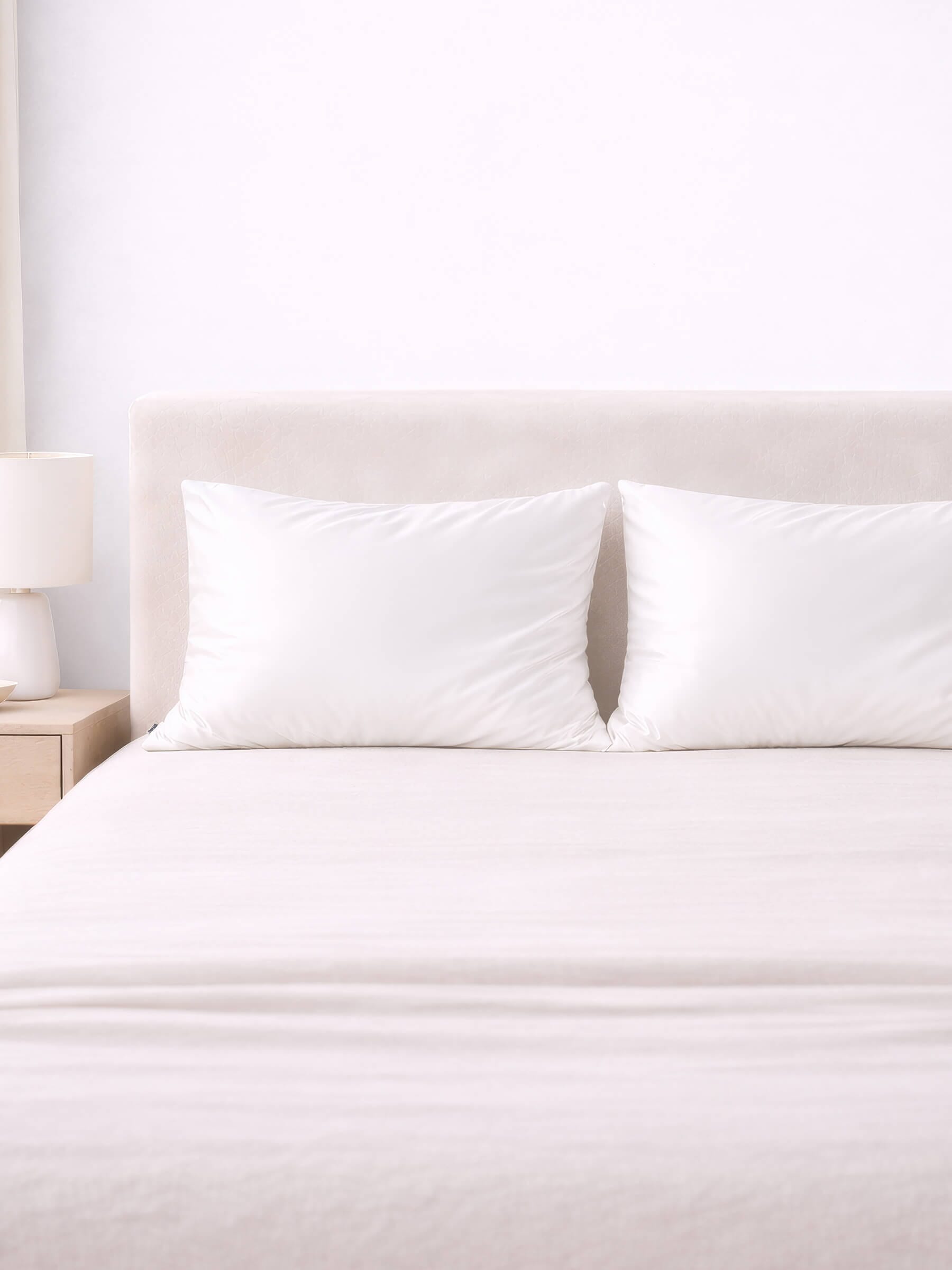 LIMITED EDITION - 2 Pack Pure White 25 Momme Silk Pillowcases - Queen Size - Zippered