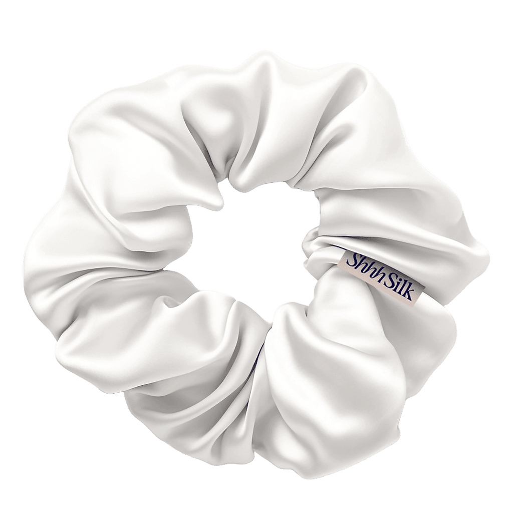 3 Pack Large Silk Scrunchies - Grey, Pink and Off White