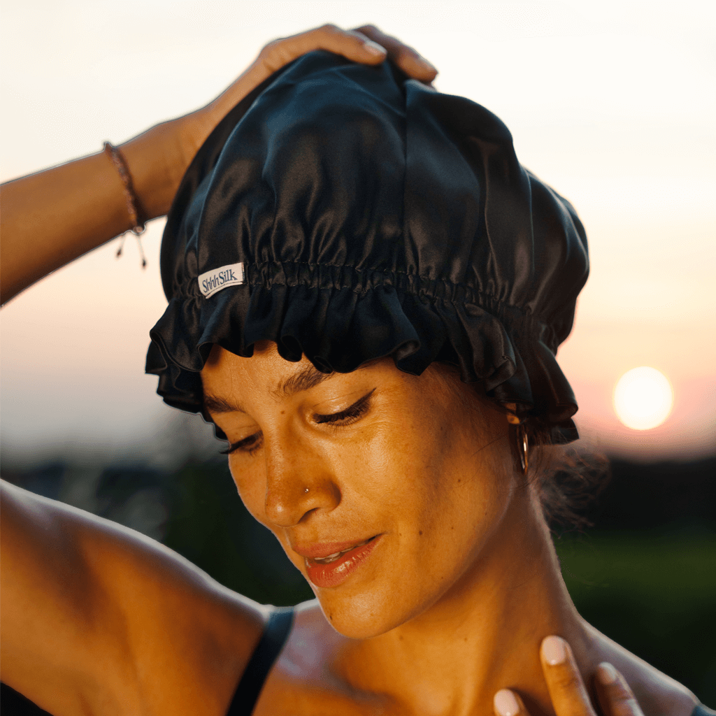 Black Silk Sleep Bonnet