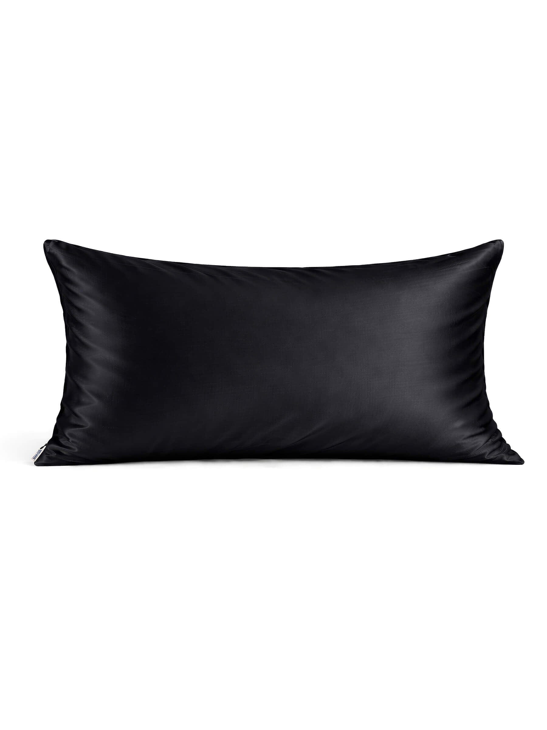 Black Silk Pillowcase - King Size - Zippered