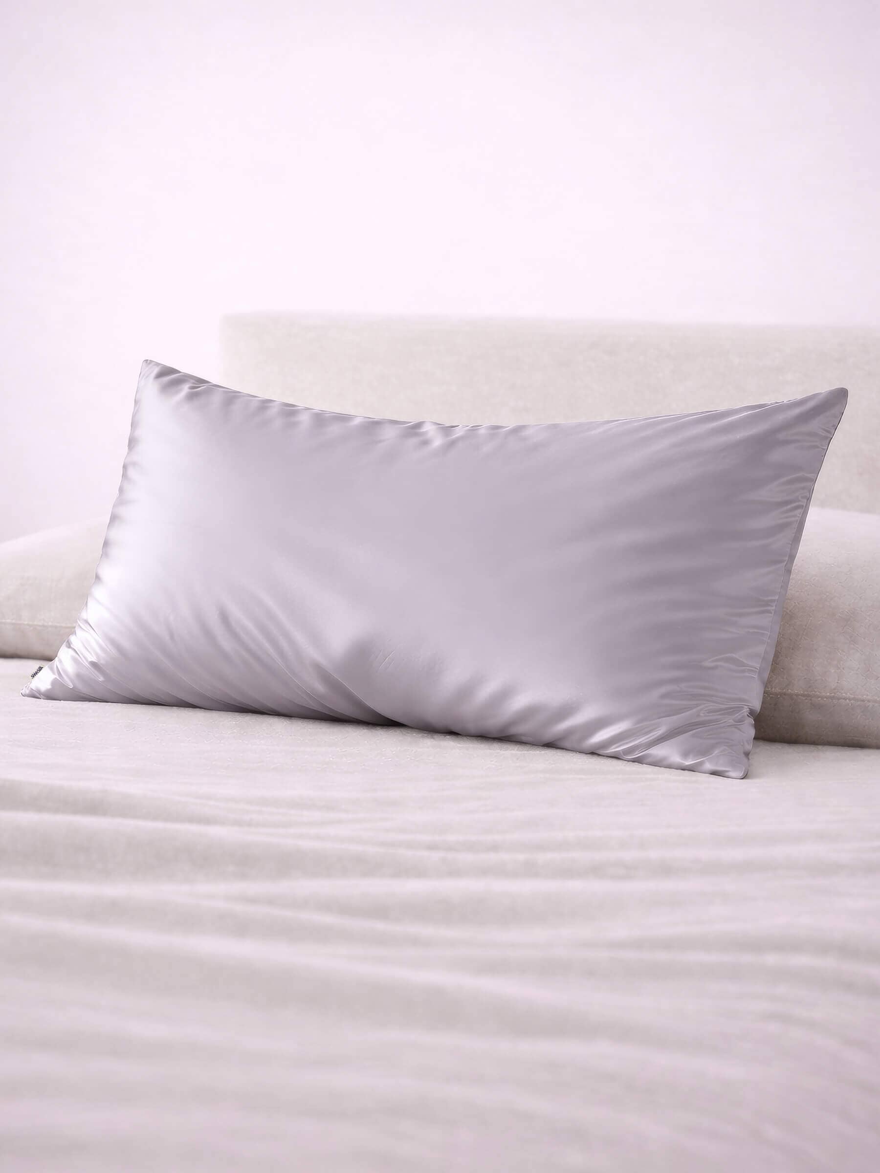 Grey Silk Pillowcase - King Size - Zippered