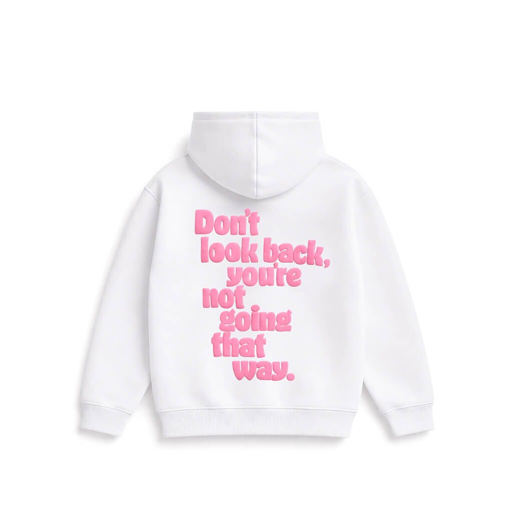 Off White Silk Lined Hoodie - Don't Look Back