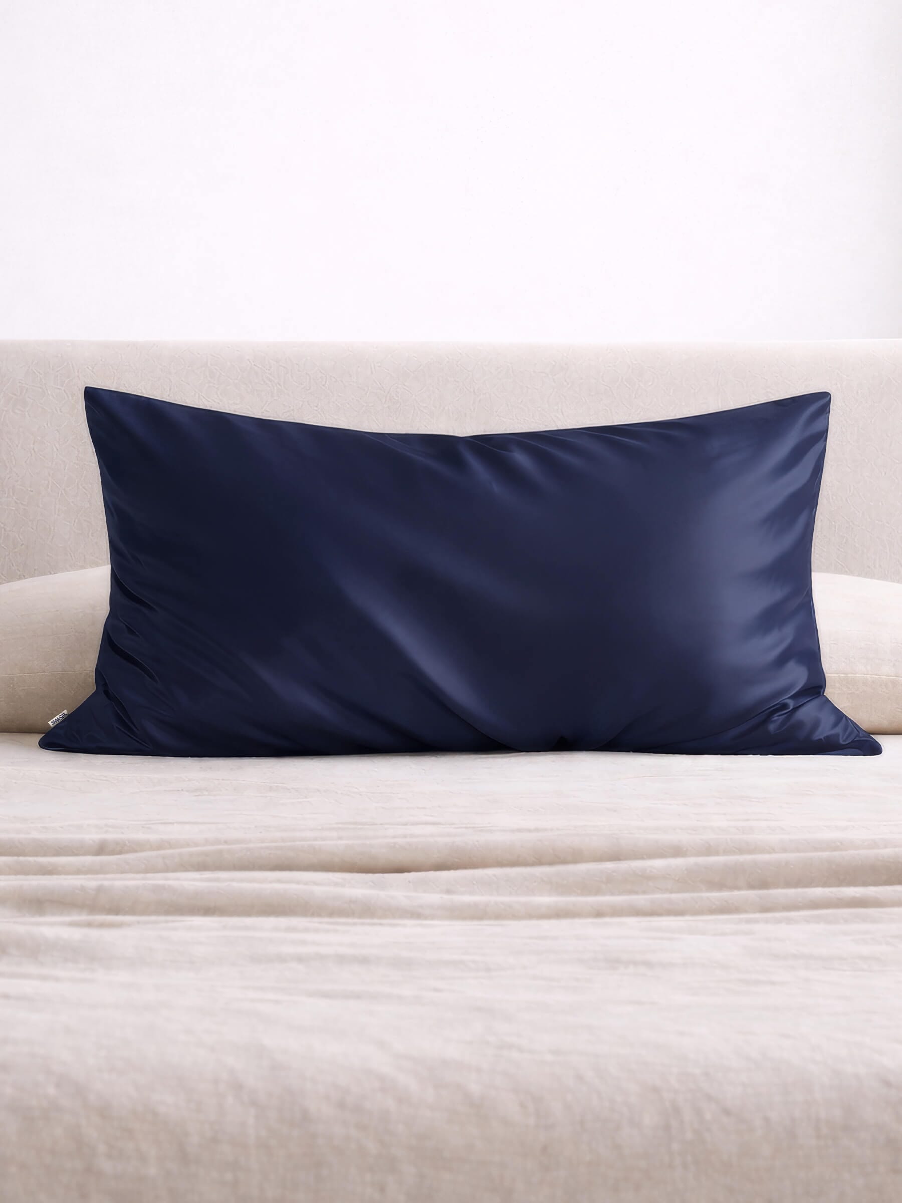 Navy Silk Pillowcase  - King Size - Zippered