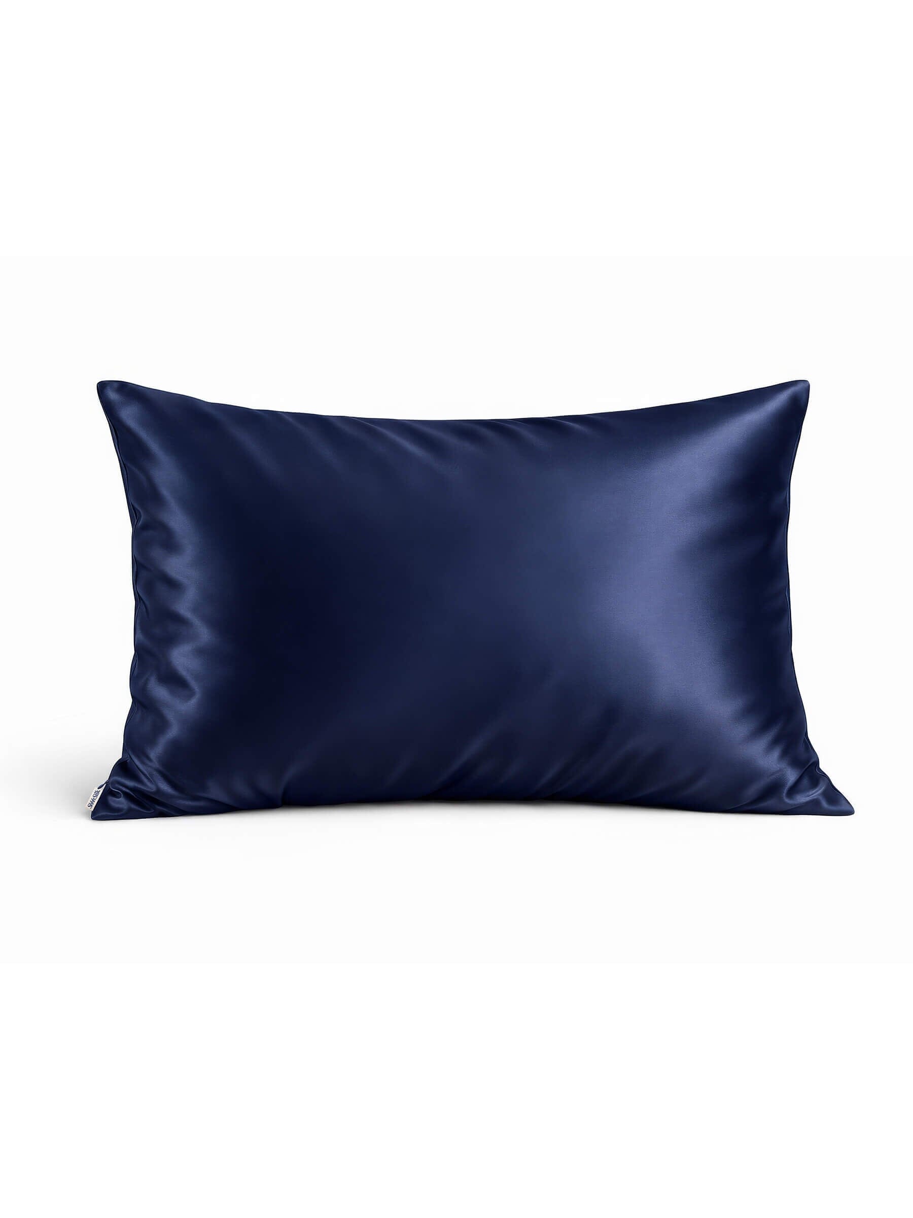 Navy Silk Pillowcase - Queen Size - Zippered