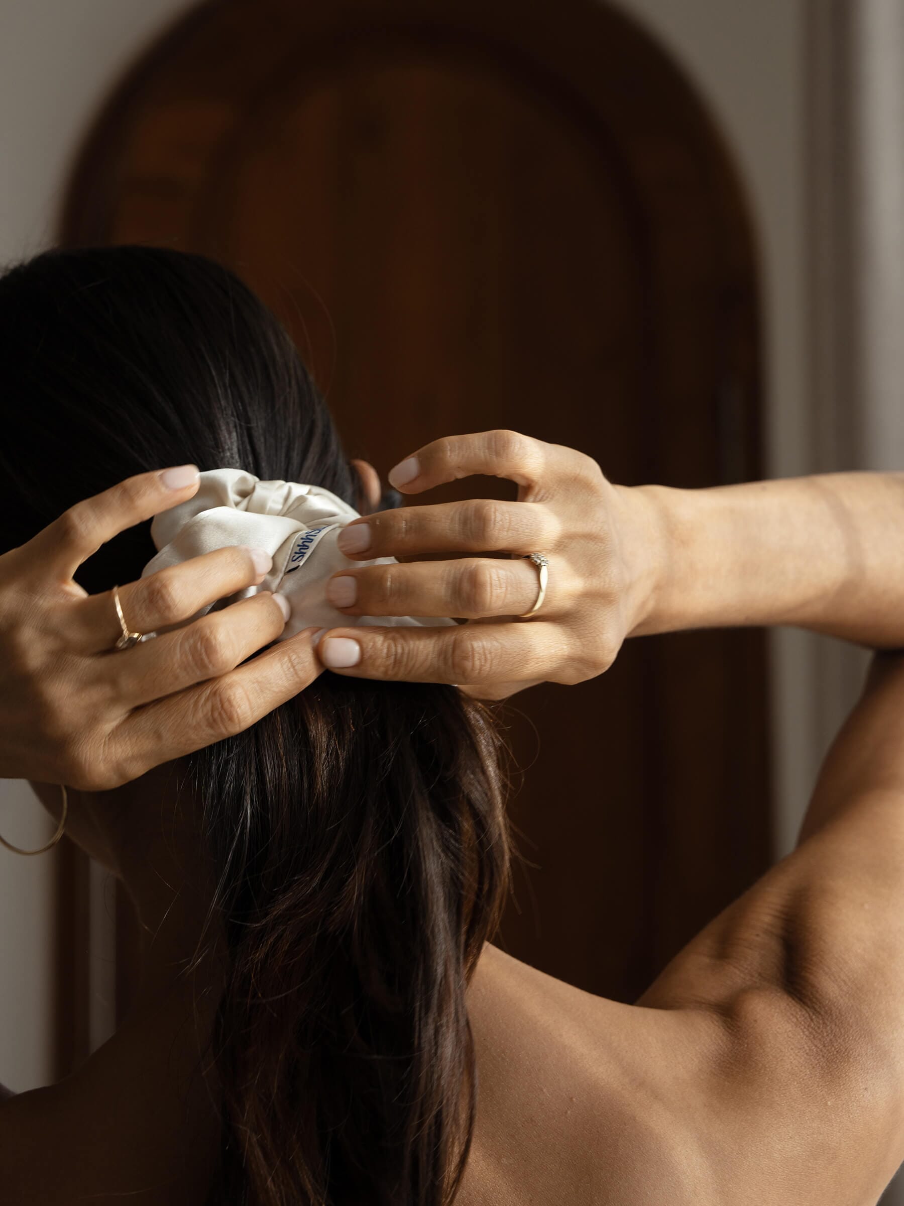 Oversized Nude Silk Scrunchie