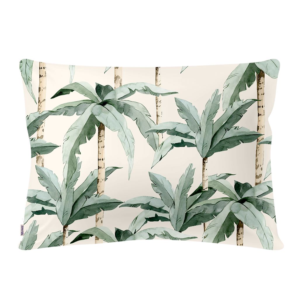 Watercolour Palm Silk Pillowcase - Queen Size - Zippered - Ready To Ship Now