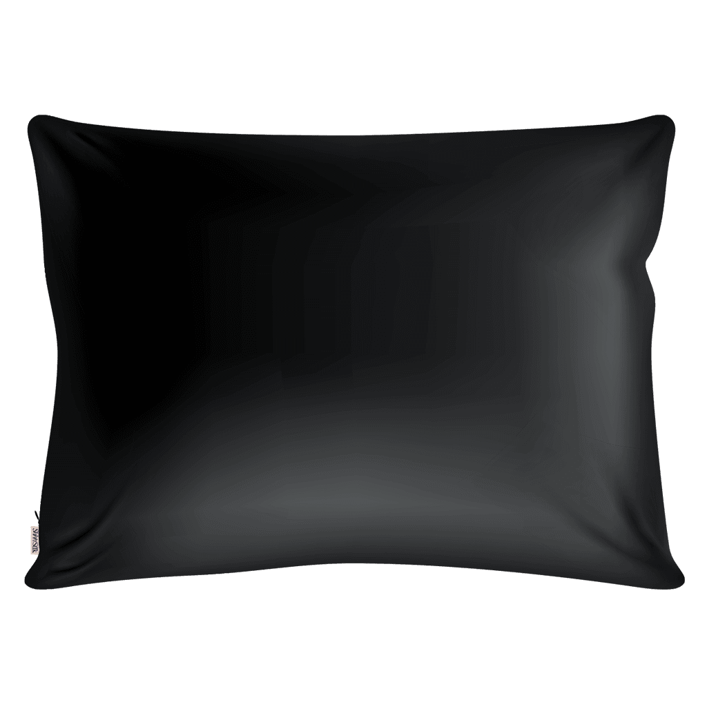 Black Silk Pillowcase - Queen Size - Zippered