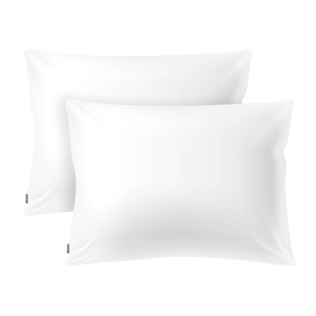 LIMITED EDITION - 2 Pack Pure White 25 Momme Silk Pillowcases - Queen Size - Zippered