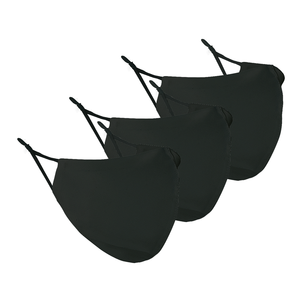 Black Pure Silk Face Covering - 3 Pack
