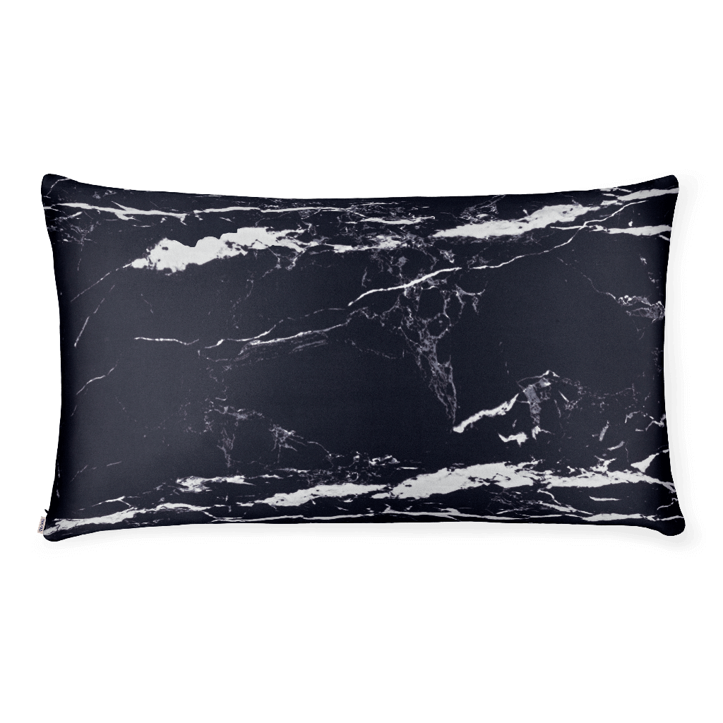 Black Marble Silk Pillowcase - King Size - Zippered