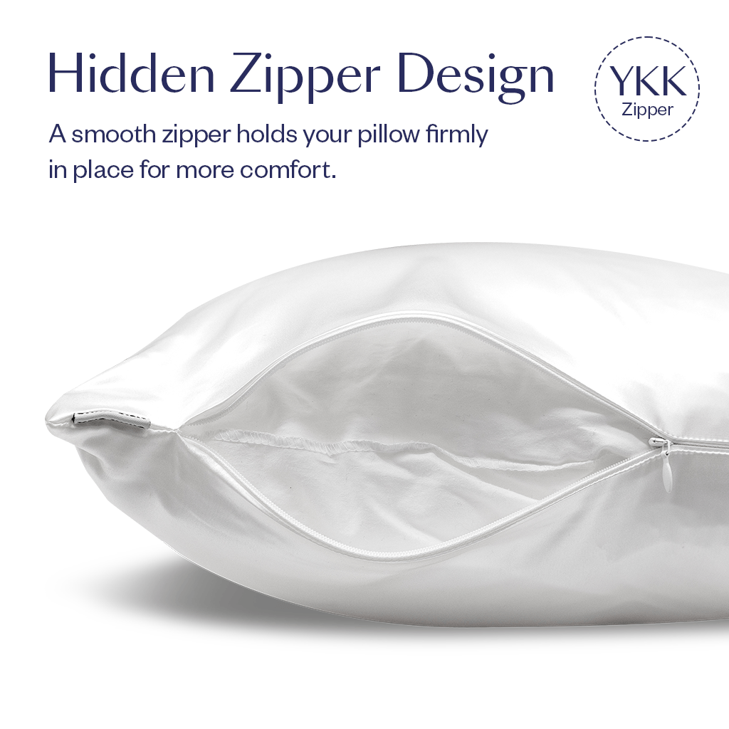 Black Silk Pillowcase - Queen Size - Zippered