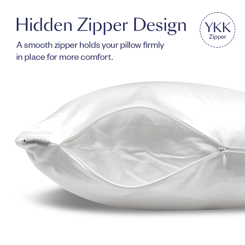 LIMITED EDITION - Pure White 25 Momme Silk Pillowcase - Queen Size - Zippered