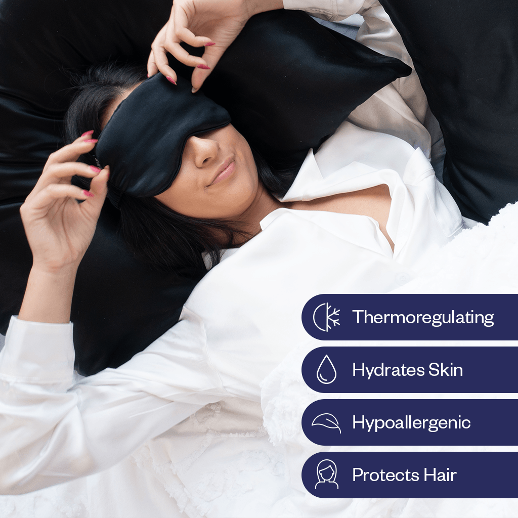 2 Black Silk Pillowcases KS