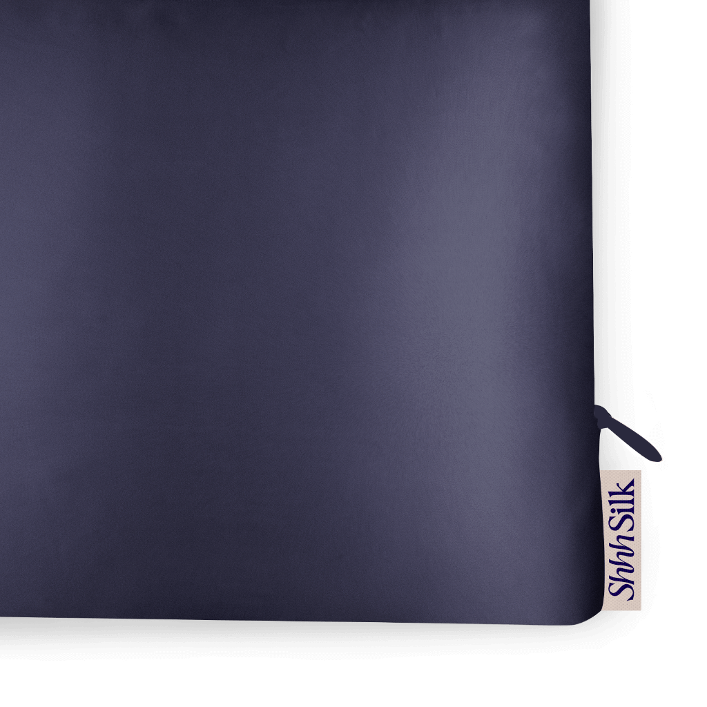 Navy Silk Pillowcase  - King Size - Zippered